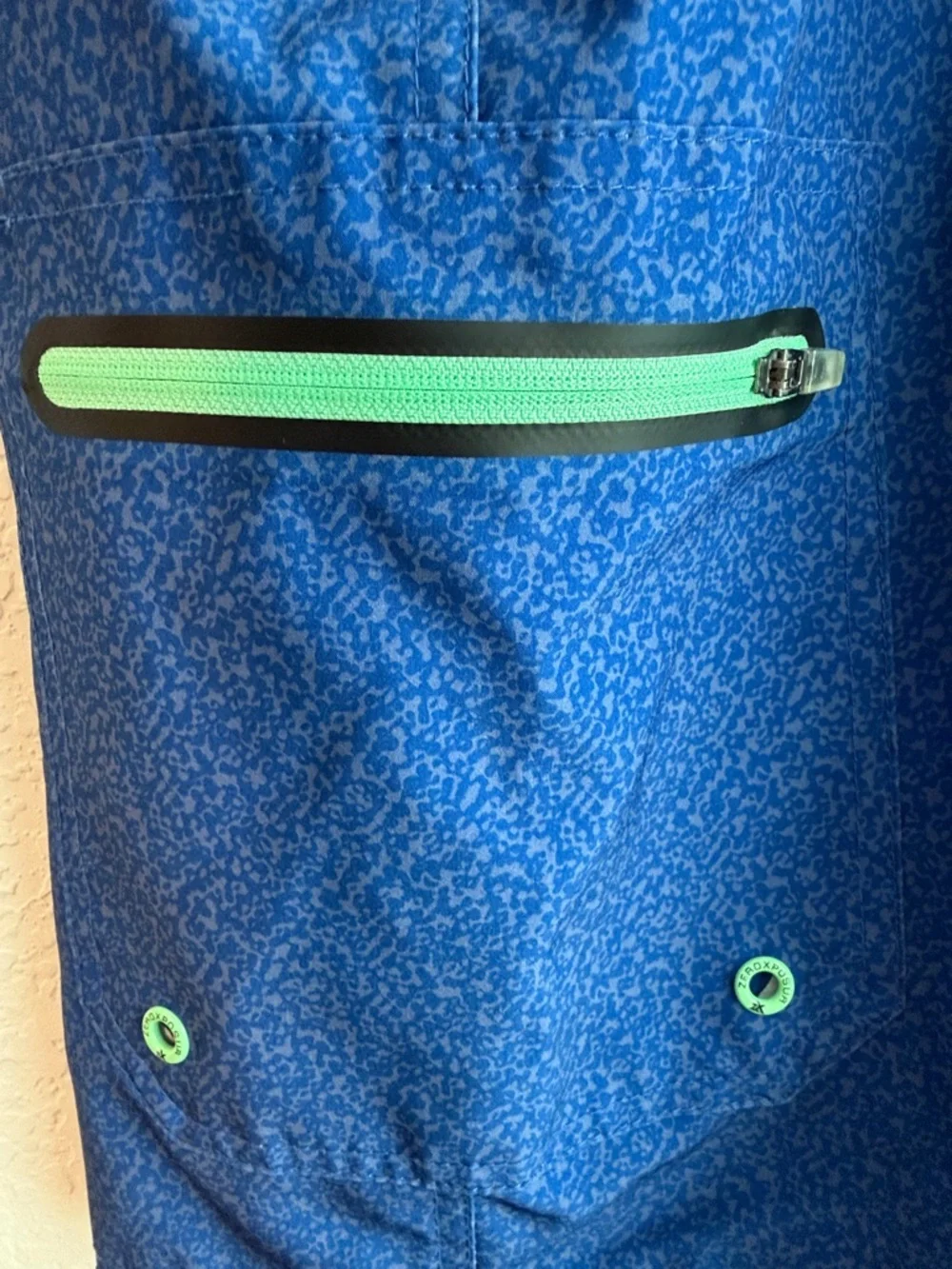 ZeroXposur Men's Royal Blue Swim Board Shorts with Lime Accents
